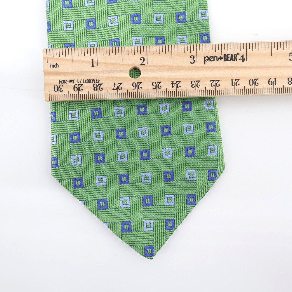Brooks‎ Brothers Tie Geometric Silk Tie Green One Size Mens OS - Picture 4 of 5